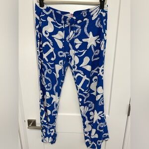 Lilly Pulitzer Blue & White Anchor Patterns Palazzo Pants